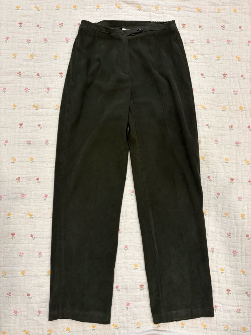 VINTAGE Dark Green Straight-Leg Dress Pants